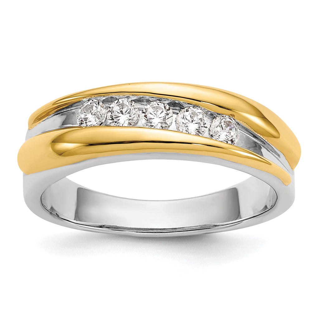 14k Two-tone 3/8 carat Lab Grown Diamond VS/SI+ G+ Complete Men's Ring