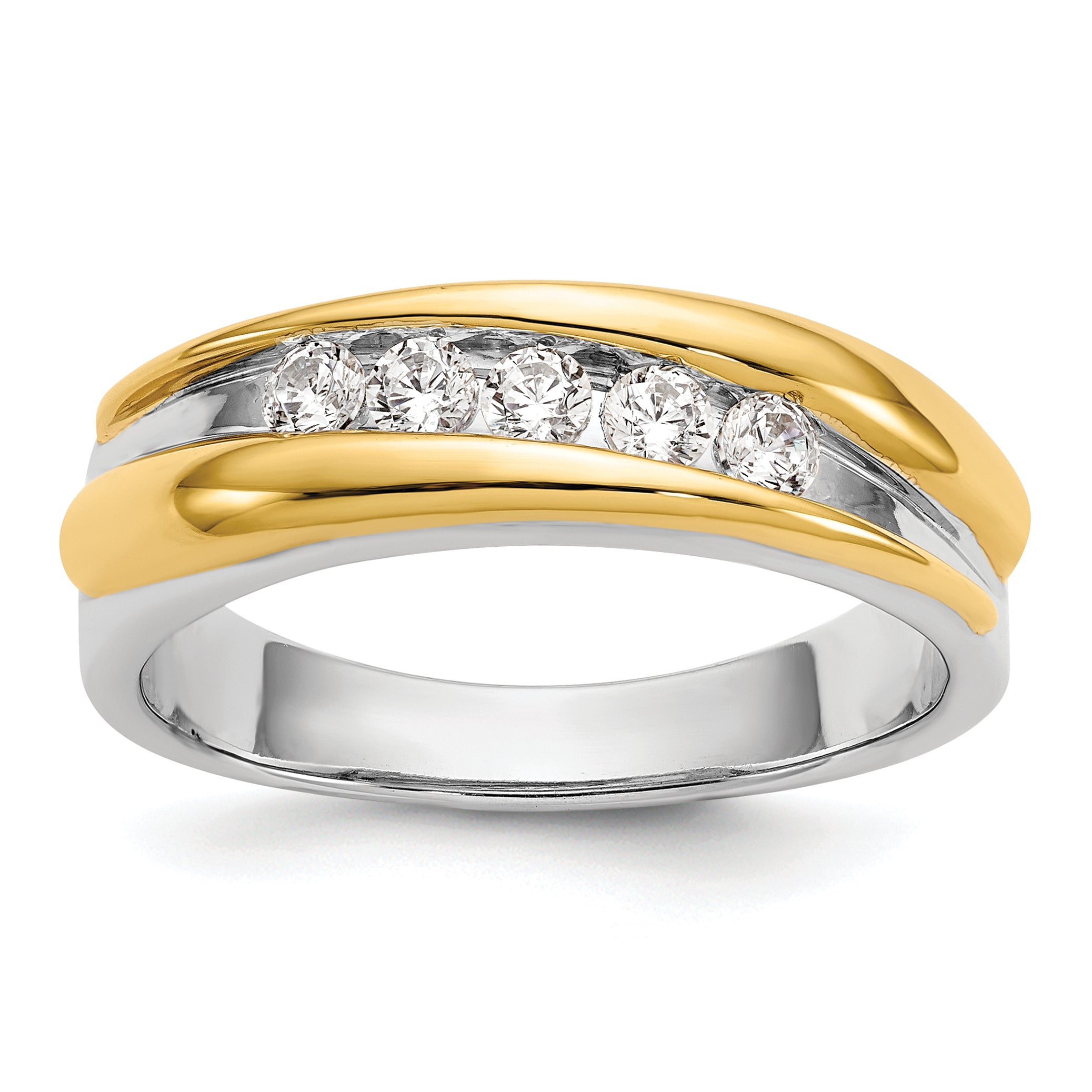 14k Two-tone 3/8 carat Lab Grown Diamond VS/SI+ G+ Complete Men's Ring