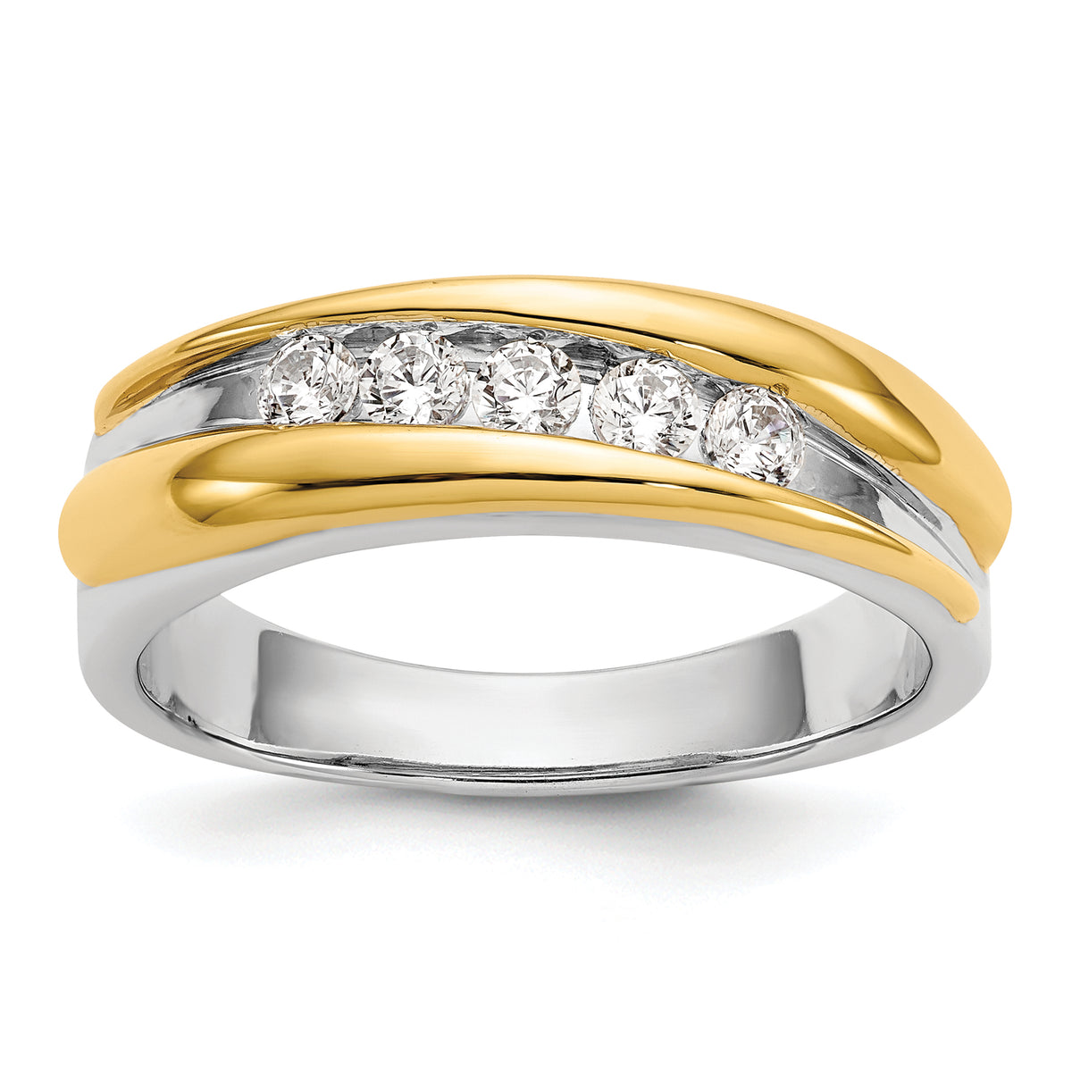 14k Two-tone 3/8 carat Lab Grown Diamond VS/SI+ G+ Complete Men's Ring