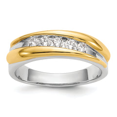 14k Two-tone 3/8 carat Lab Grown Diamond VS/SI+ G+ Complete Men's Ring