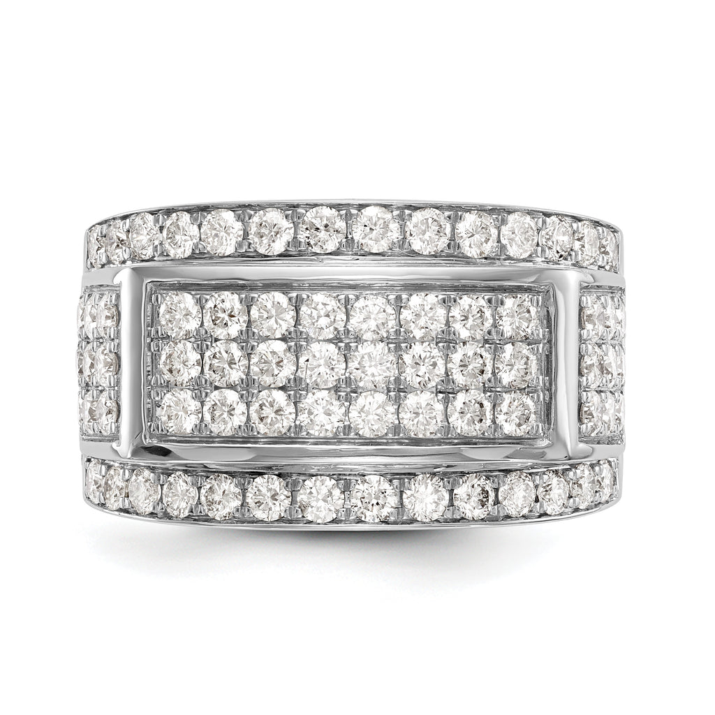 14K White Gold Pave 2 carat Diamond Complete Mens Band