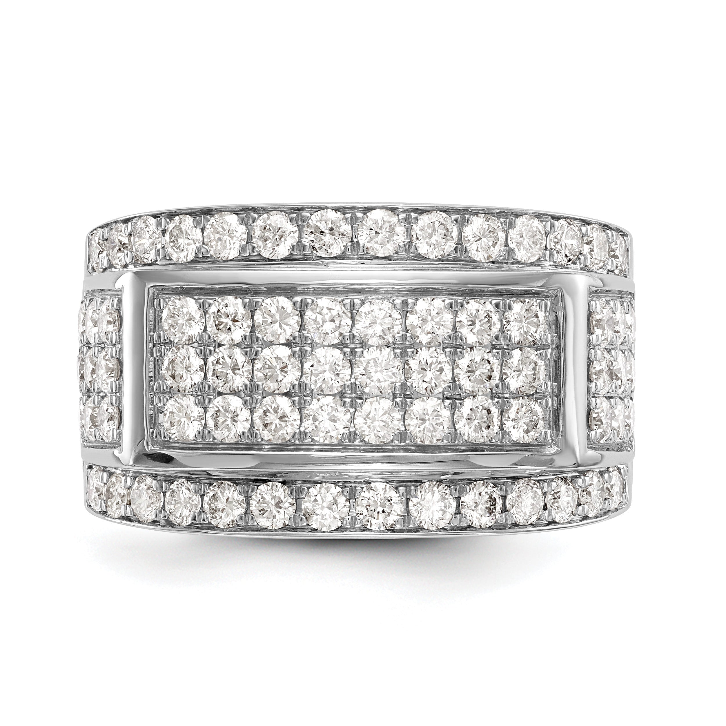 14K White Gold Pave 2 carat Diamond Complete Mens Band