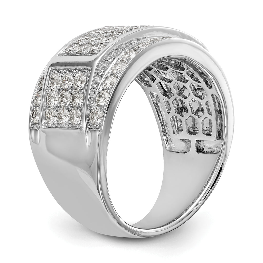 14K White Gold Pave 2 carat Diamond Complete Mens Band
