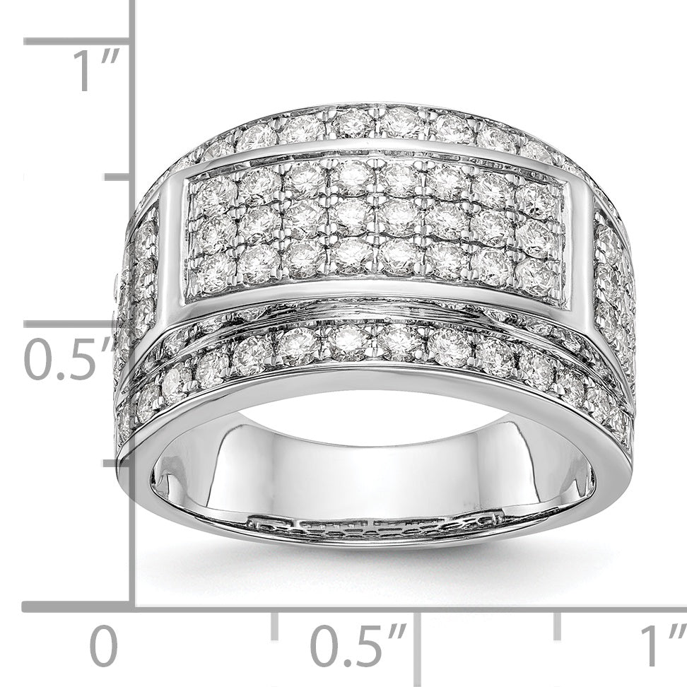 14K White Gold Pave 2 carat Diamond Complete Mens Band