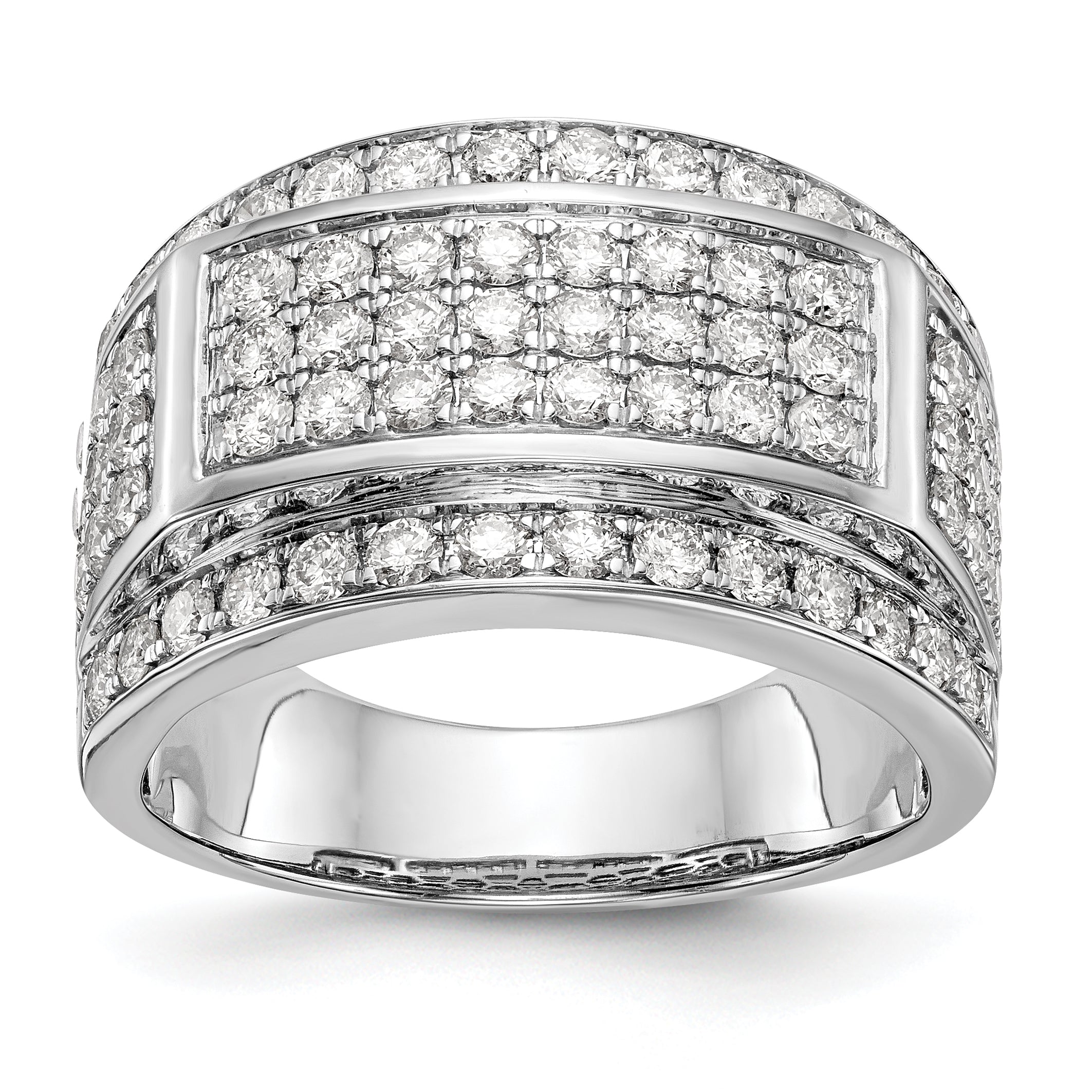 14K White Gold Pave 2 carat Diamond Complete Men's Band Main image