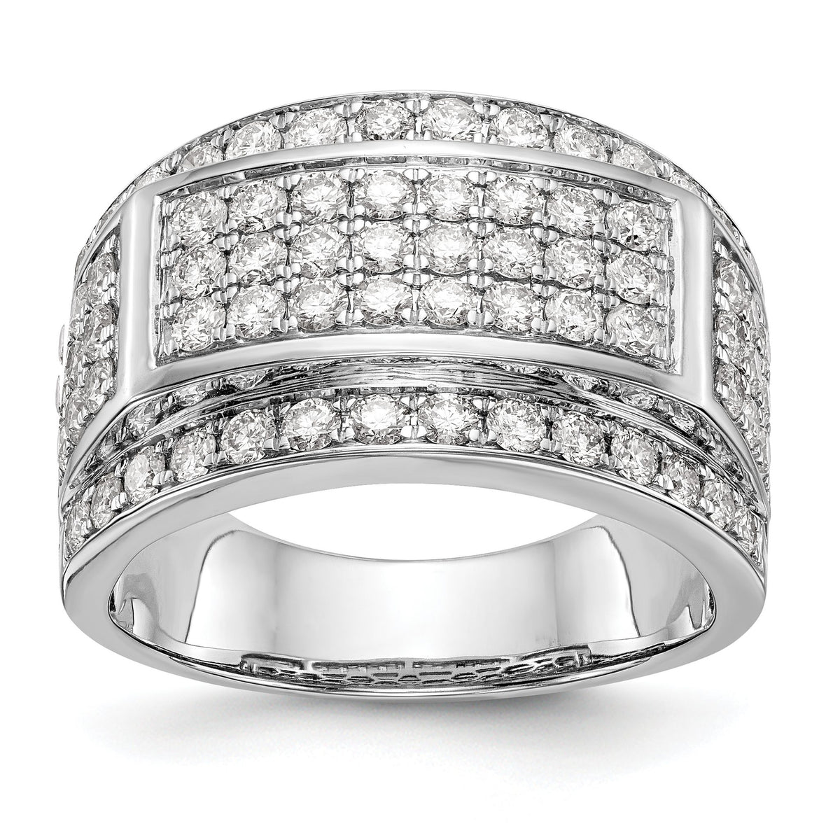 14K White Gold Pave 2 carat Diamond Complete Mens Band - Sophia Jewelers Main image