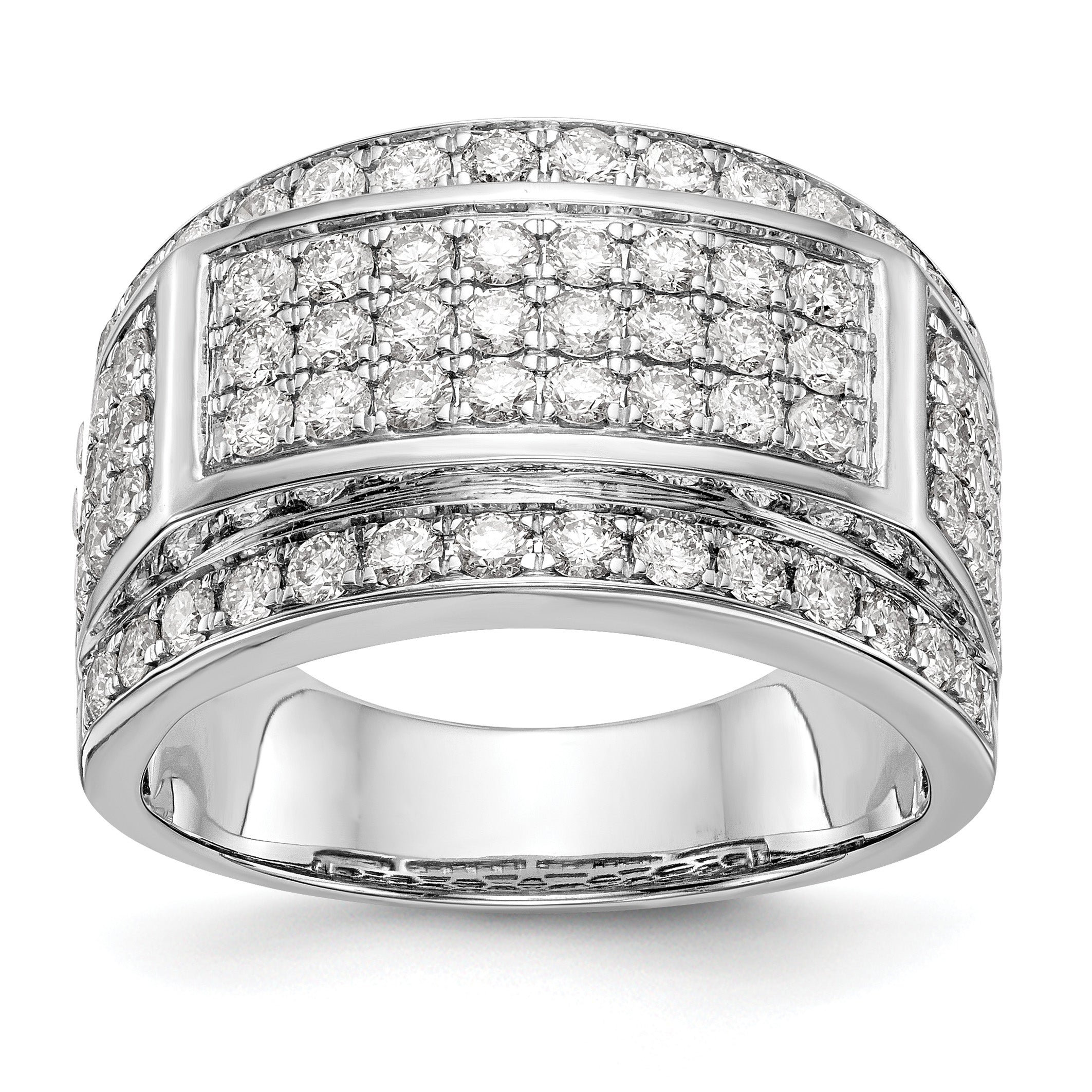 14K White Gold Pave 2 carat Diamond Complete Mens Band