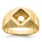 14k Polished (Holds 1/2 carat (5.0mm) Round Center) Men's Ring Mounting (No Stones Included)