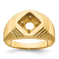 14k Polished (Holds 1/2 carat (5.0mm) Round Center) Men's Ring Mounting (No Stones Included)
