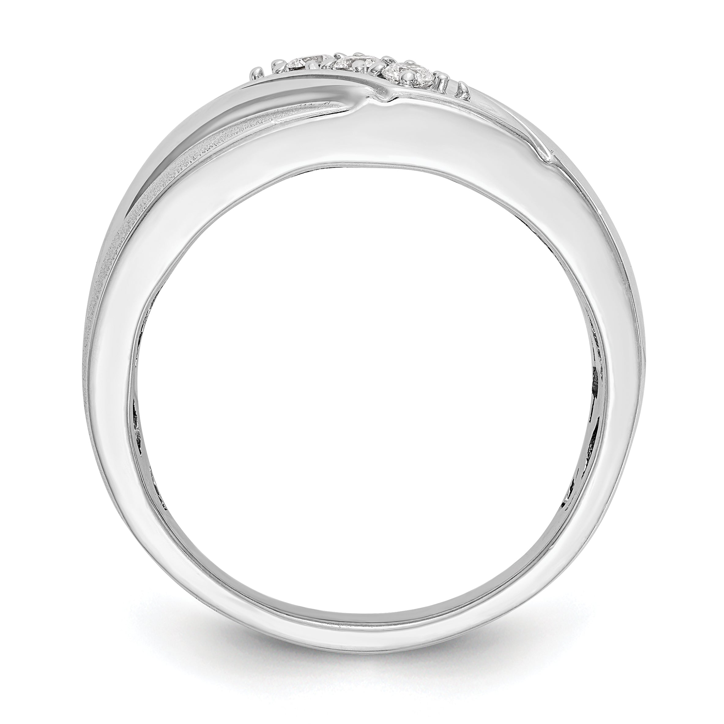 14k White Gold 1/6 carat Lab Grown Diamond VS/SI+ G+ Three Stone Complete Men's Ring Secondary image