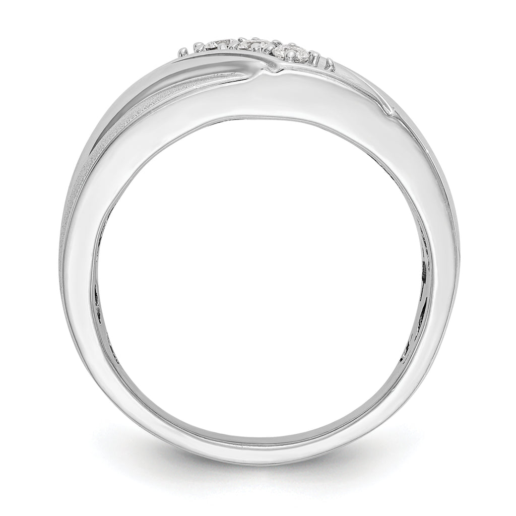 14k White Gold 1/6 carat Lab Grown Diamond VS/SI+ G+ Three Stone Complete Men's Ring