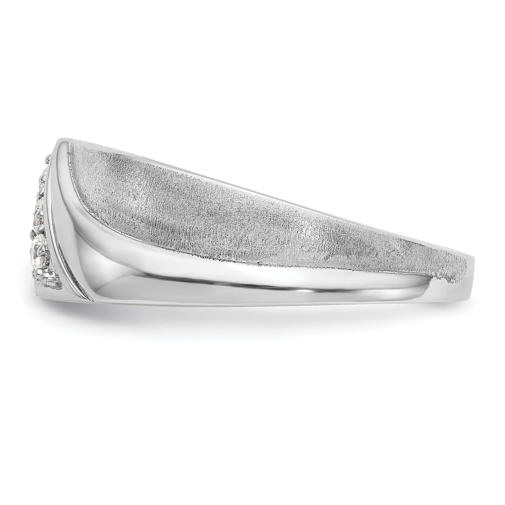 14k White Gold 1/6 carat Lab Grown Diamond VS/SI+ G+ Three Stone Complete Men's Ring