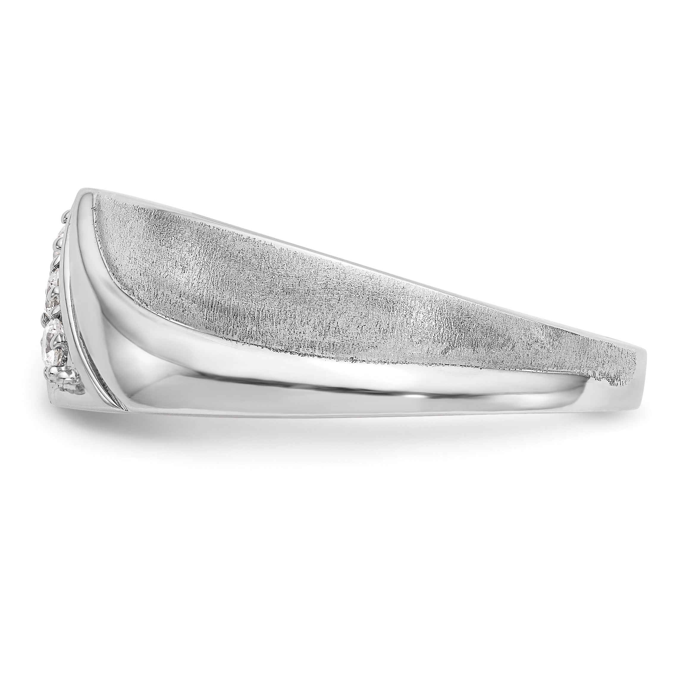 14k White Gold 1/6 carat Lab Grown Diamond VS/SI+ G+ Three Stone Complete Men's Ring