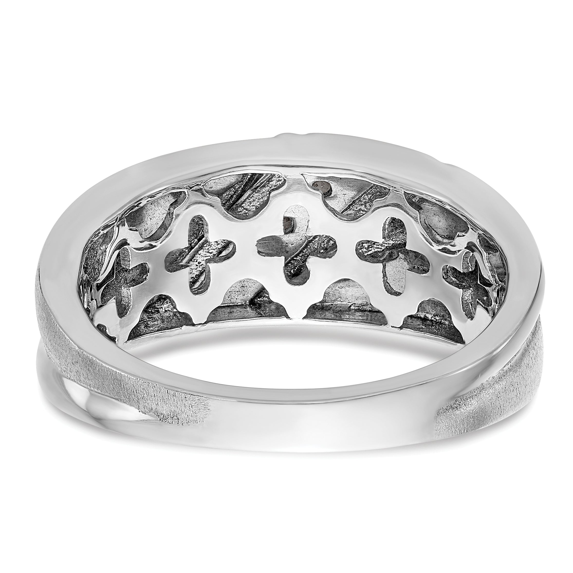 14k White Gold 1/6 carat Lab Grown Diamond VS/SI+ G+ Three Stone Complete Men's Ring
