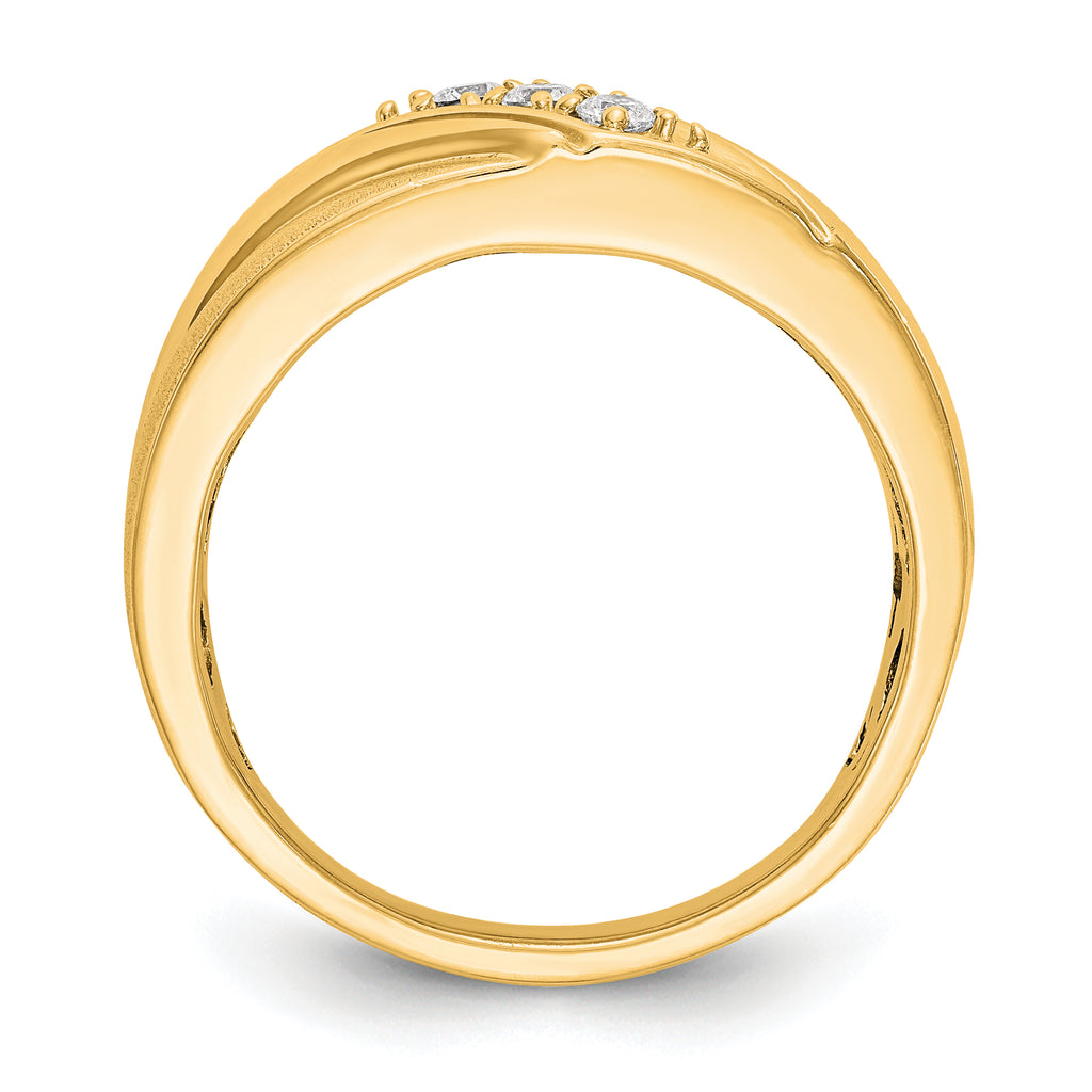 14k 1/6 carat Lab Grown Diamond VS/SI+ G+ Three Stone Complete Men's Ring