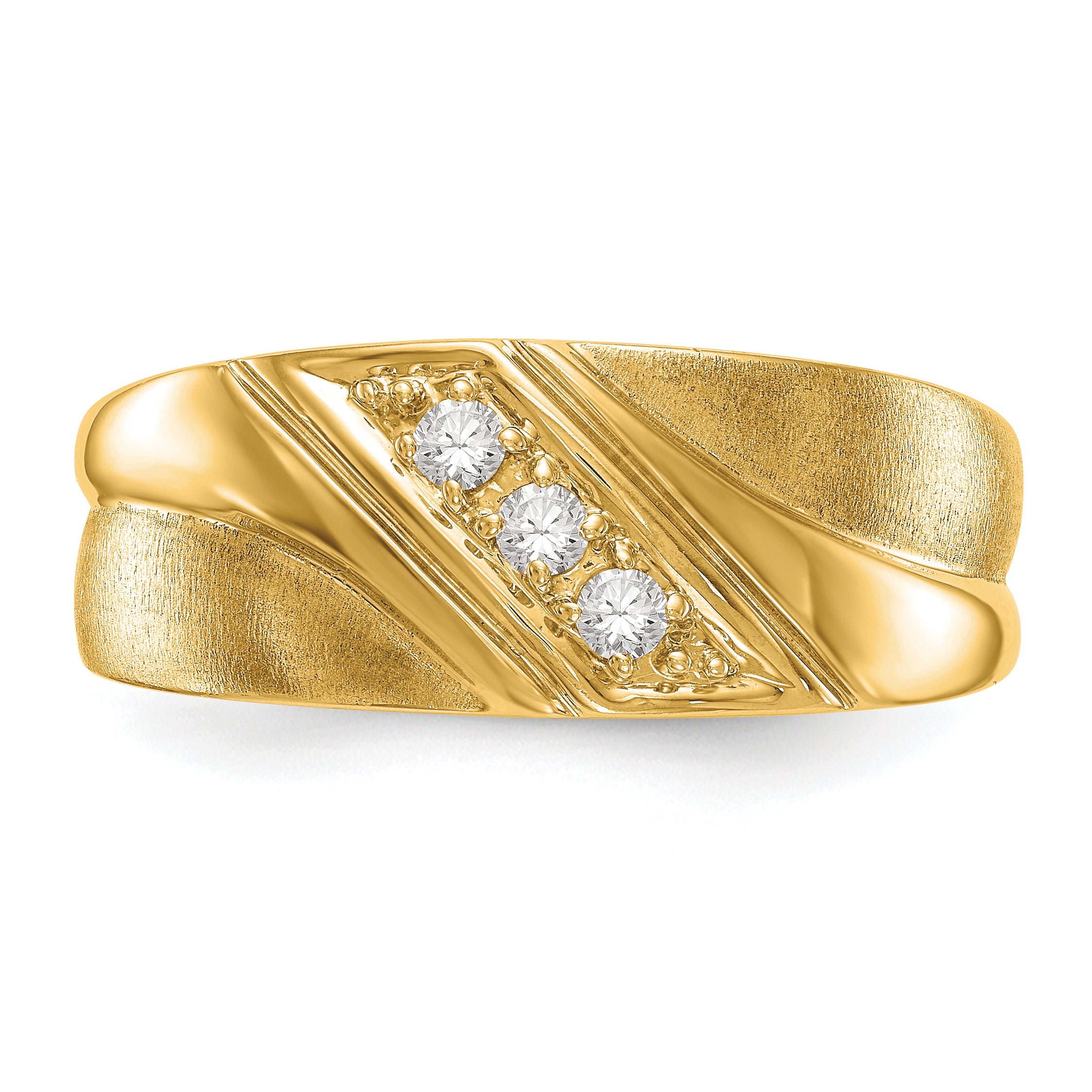 14k 1/6 carat Lab Grown Diamond VS/SI+ G+ Three Stone Complete Men's Ring