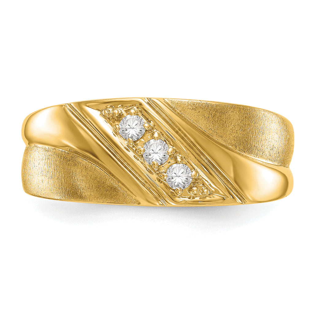 14k 1/6 carat Lab Grown Diamond VS/SI+ G+ Three Stone Complete Men's Ring