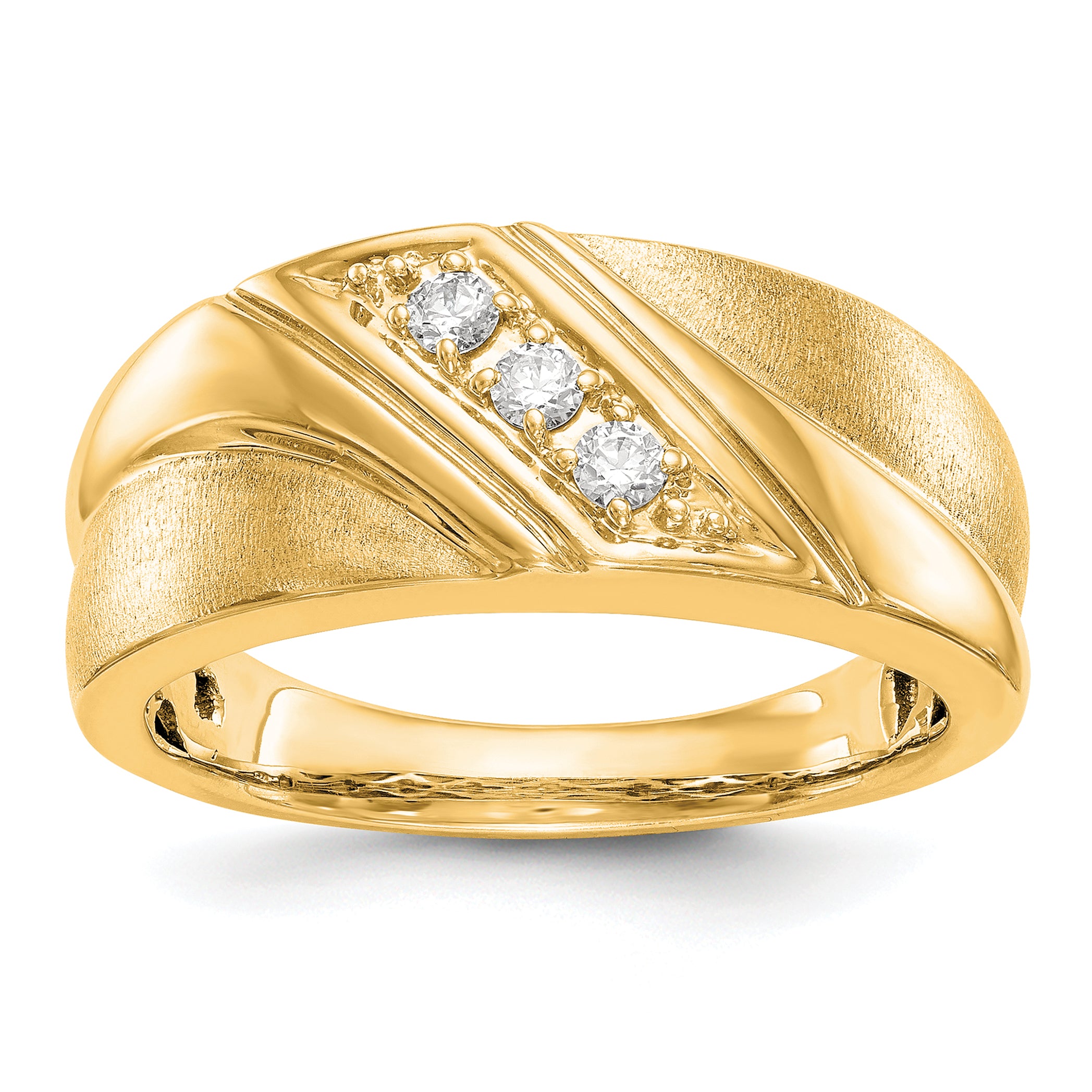 14k 1/6 carat Lab Grown Diamond VS/SI+ G+ Three Stone Complete Men's Ring