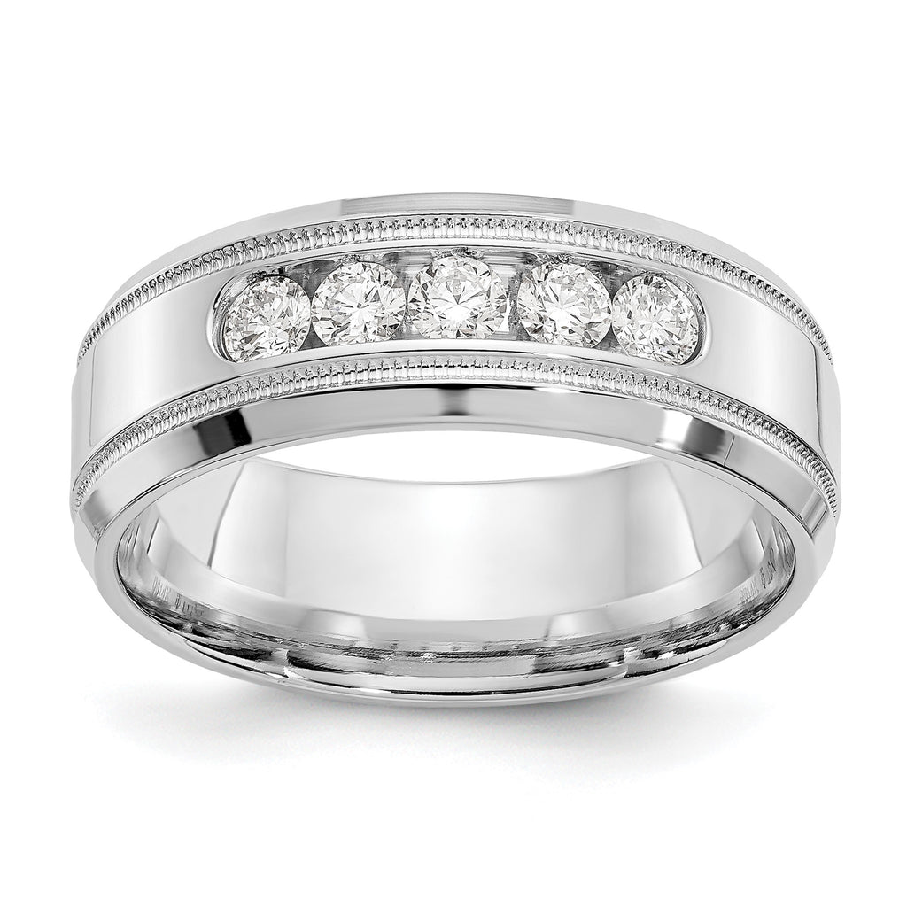 Men's Lab-Grown Diamond Band in 14K White Gold, 7.6mm (1/2 ct. tw.), Size 10 - Sophia Jewelers