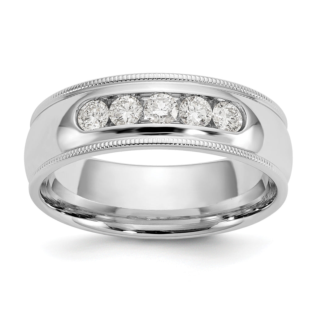 Men's Lab-Grown Diamond Band in 14K White Gold, 7mm (1/2 ct. tw.), Size 10.5 - Sophia Jewelers