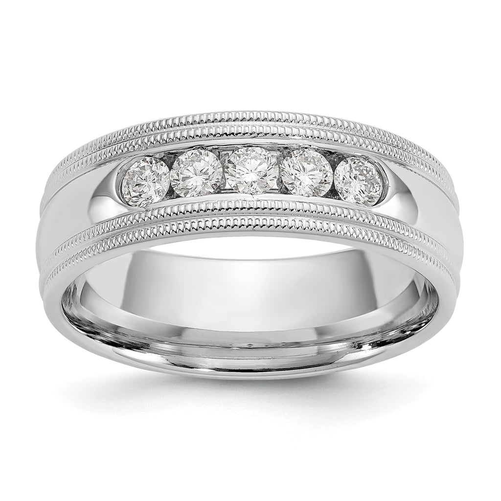 Men's Lab-Grown Diamond Band in 14K White Gold, 7.6mm (1/2 ct. tw.), Size 10.5 - Sophia Jewelers