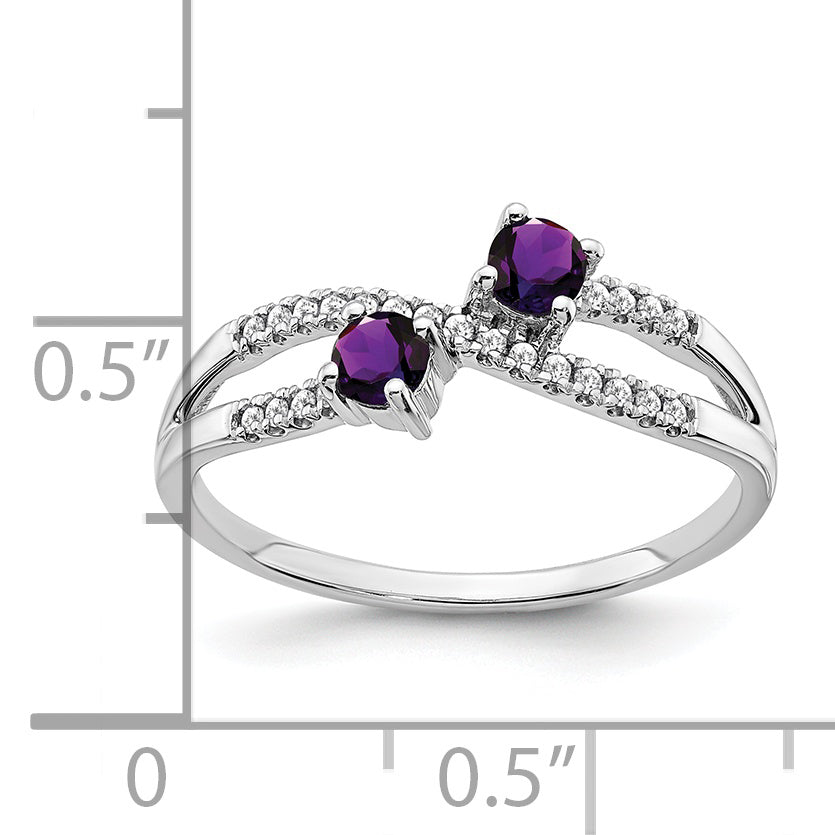 14k White Gold Two-stone Amethyst and Diamond Ring Secondary image