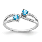 14k White Gold Two-stone Blue Topaz and Diamond Ring