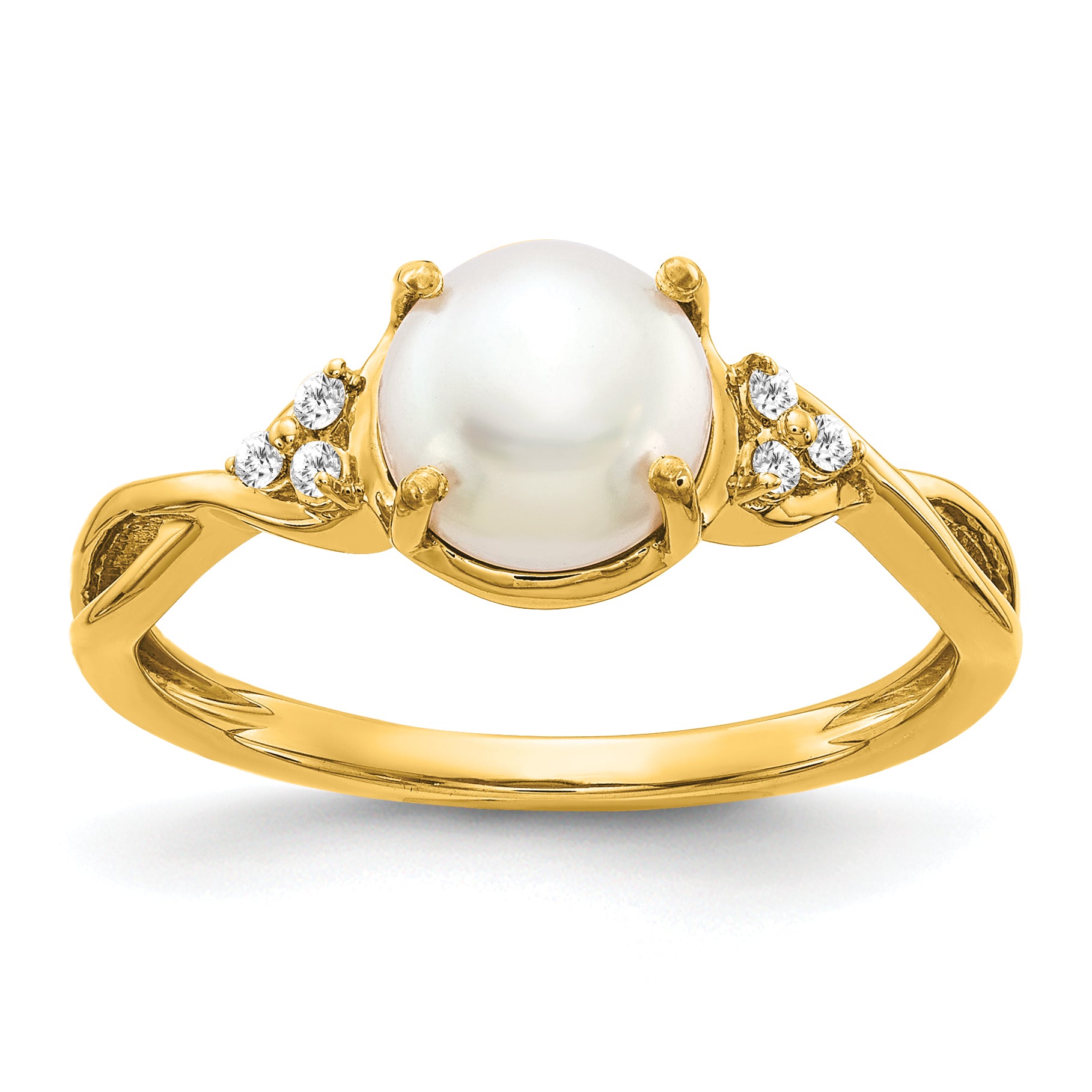 10k FWC Pearl and Diamond Ring Main image