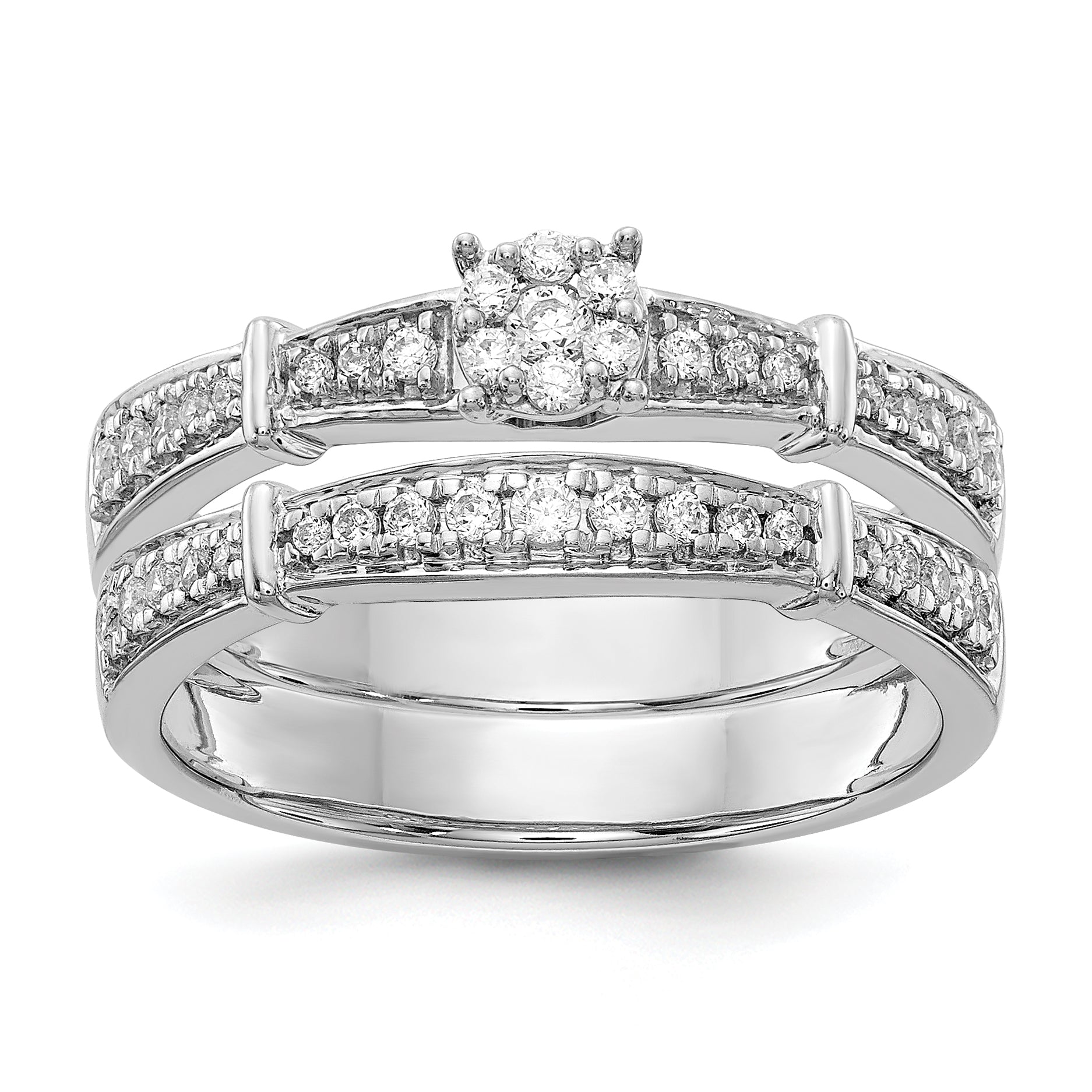 14K White Gold Lab Grown Diamond VS/SI+ G+ Complete Trio Eng Ring