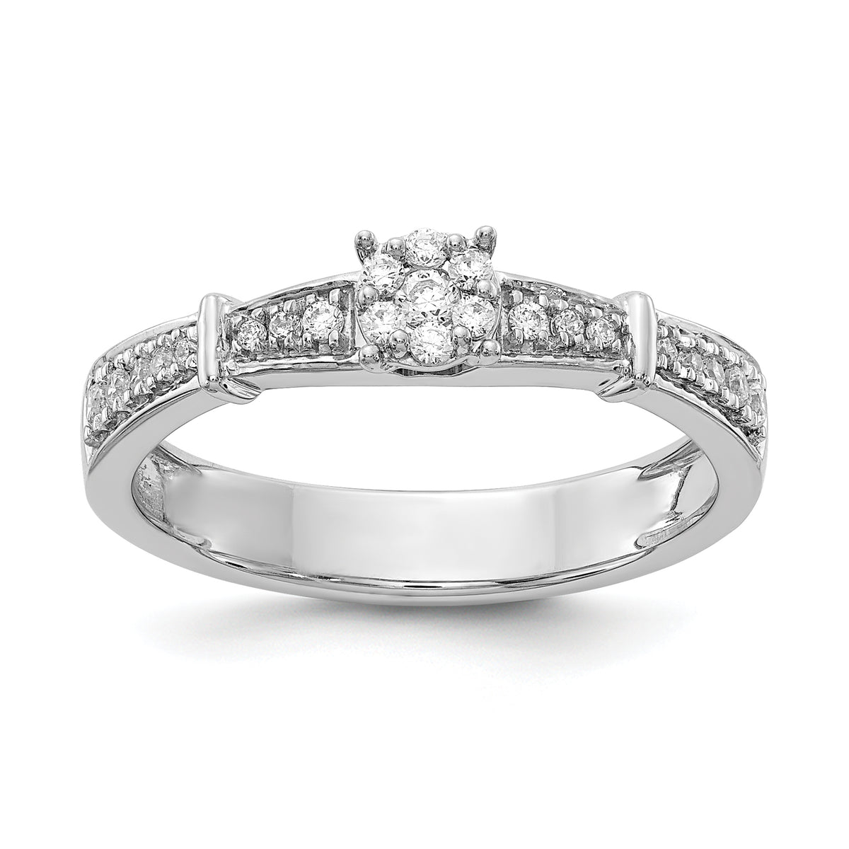 14K White Gold Lab Grown Diamond VS/SI+ G+ Complete Trio Eng Ring
