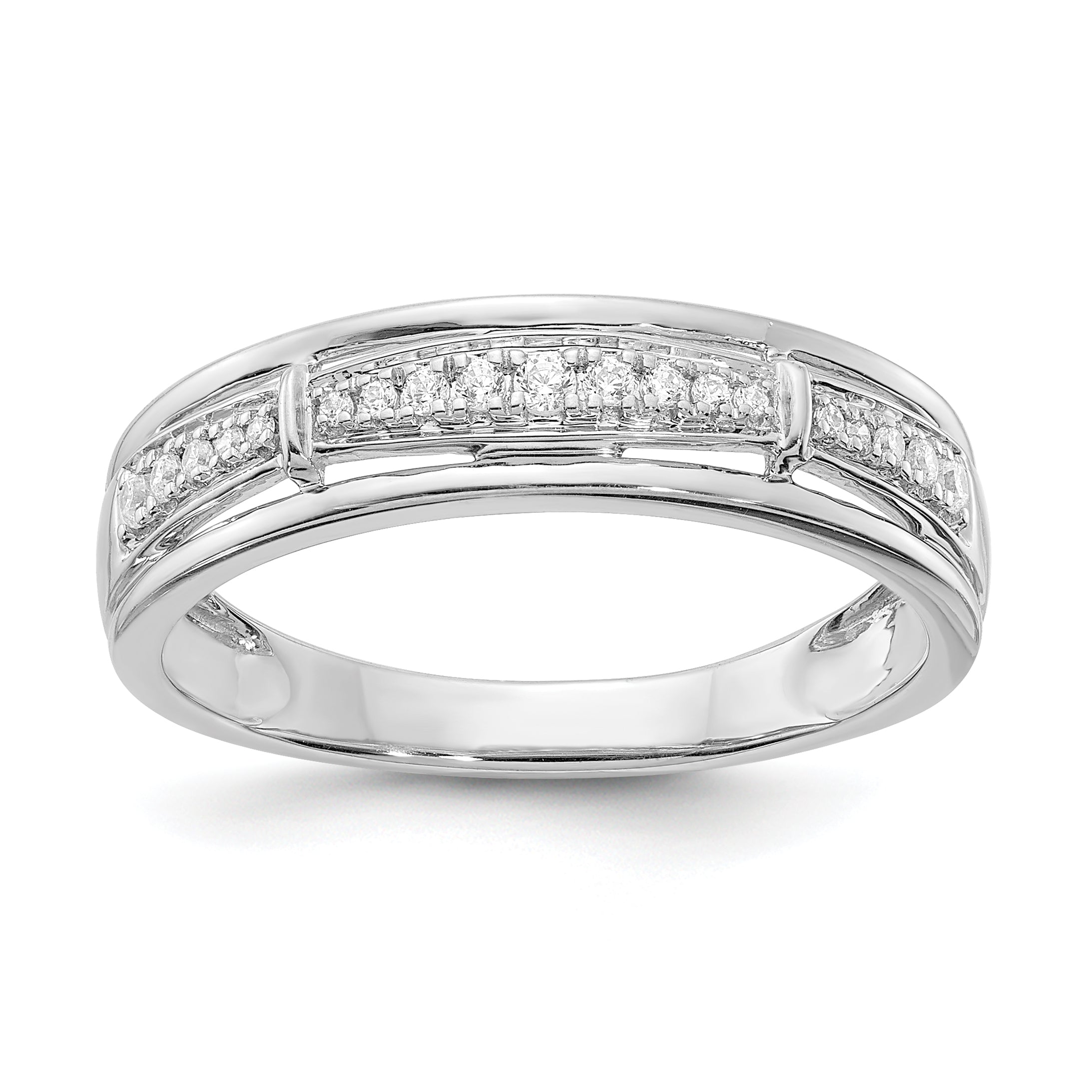 14K White Gold Lab Grown Diamond VS/SI+ G+ Trio Men's Band