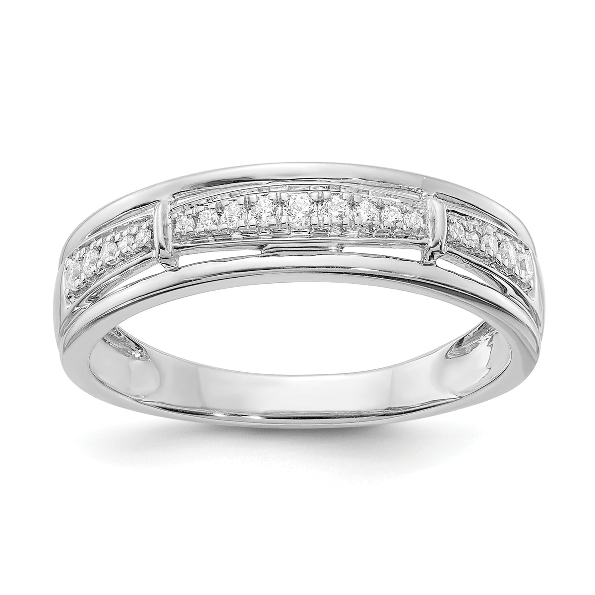 14K White Gold Lab Grown Diamond VS/SI+ G+ Trio Men's Band