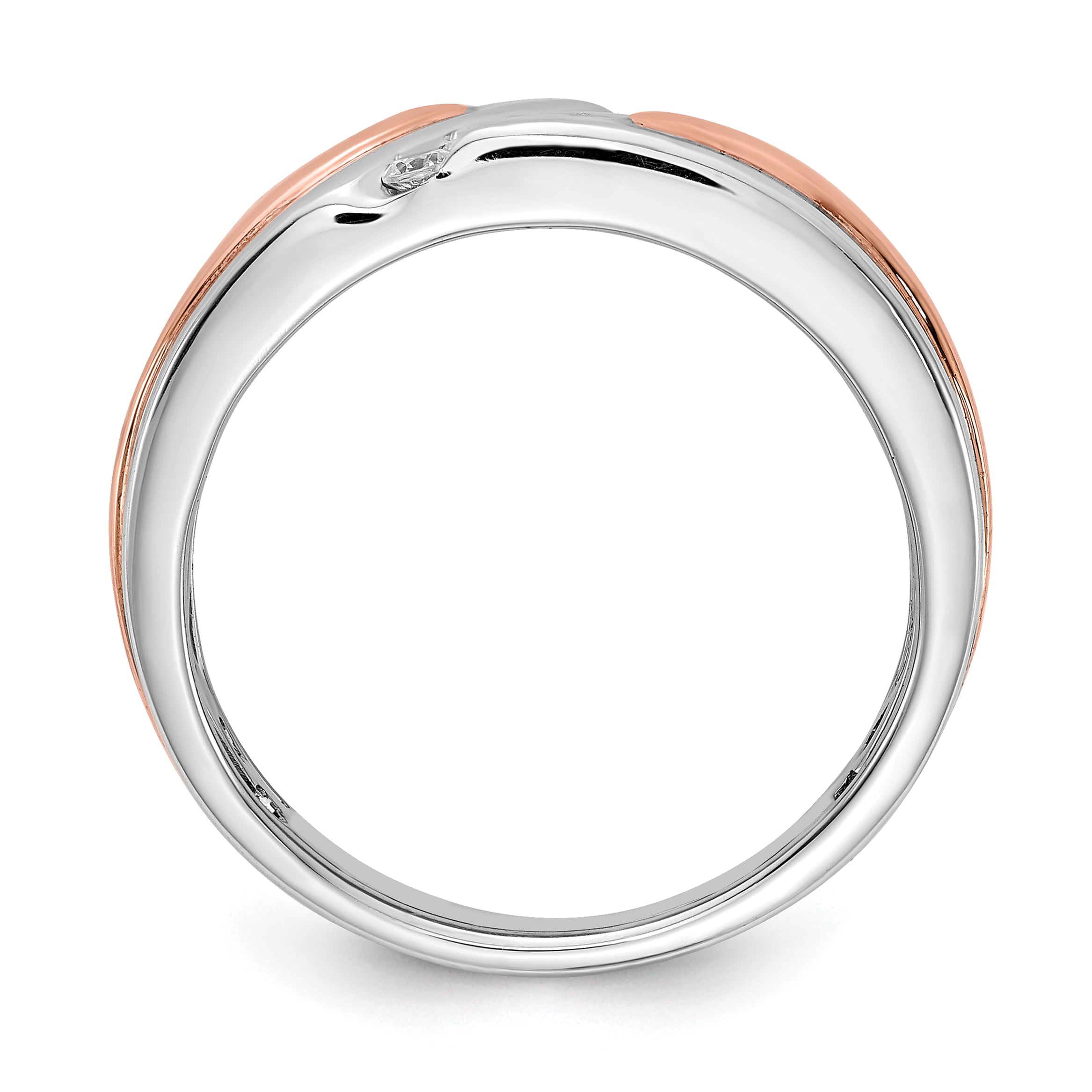 14k Two-tone Rose and White Gold 1/5 carat Lab Grown Diamond VS/SI+ G+ Five Stone Complete Men's Ring