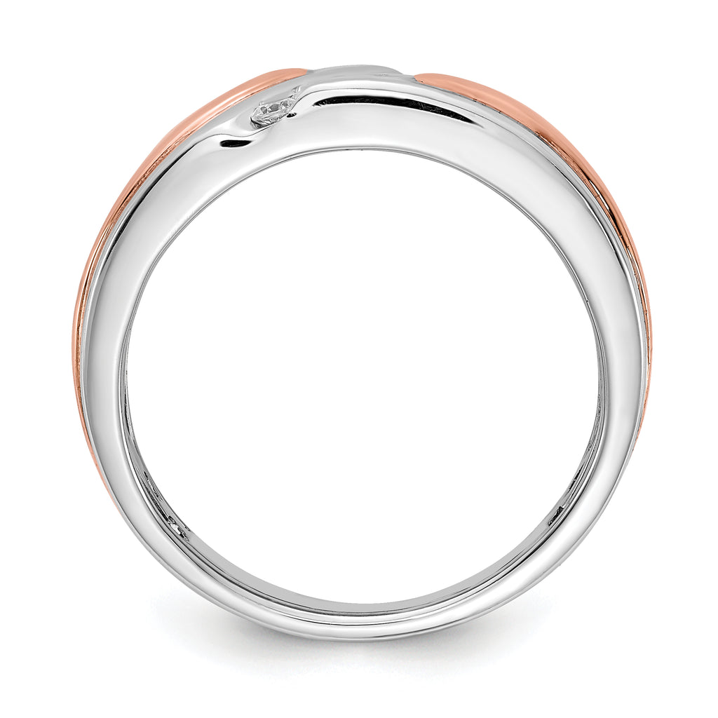 14k Two-tone Rose and White Gold 1/5 carat Lab Grown Diamond VS/SI+ G+ Five Stone Complete Men's Ring