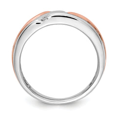 14k Two-tone Rose and White Gold 1/5 carat Lab Grown Diamond VS/SI+ G+ Five Stone Complete Men's Ring