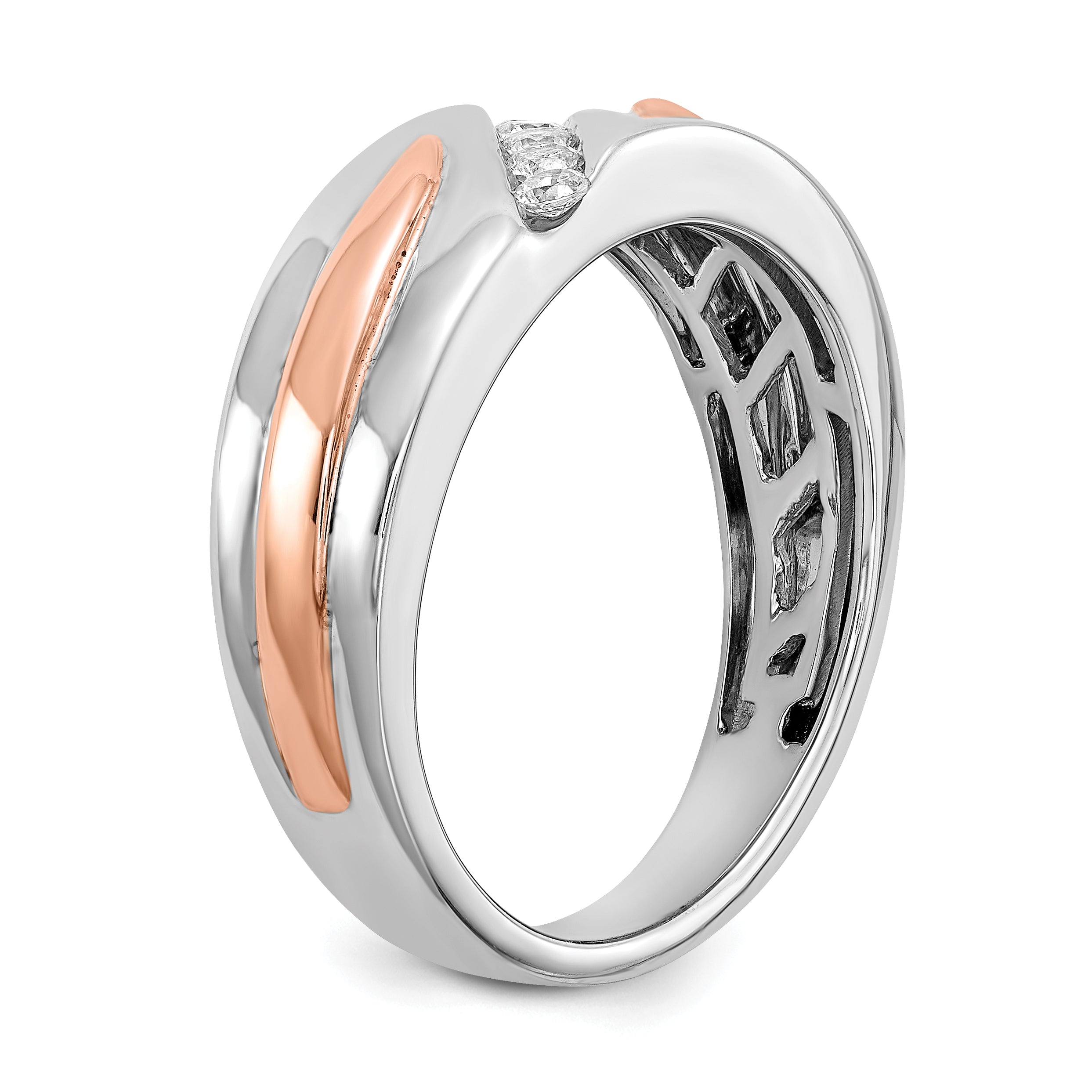 14k Two-tone Rose and White Gold 1/5 carat Lab Grown Diamond VS/SI+ G+ Five Stone Complete Men's Ring
