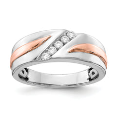 14k Two-tone Rose and White Gold 1/5 carat Lab Grown Diamond VS/SI+ G+ Five Stone Complete Men's Ring