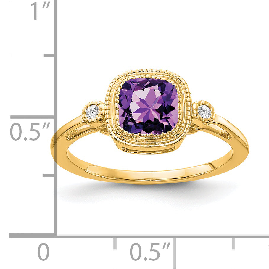 14k Cushion Amethyst and Diamond Ring Secondary image