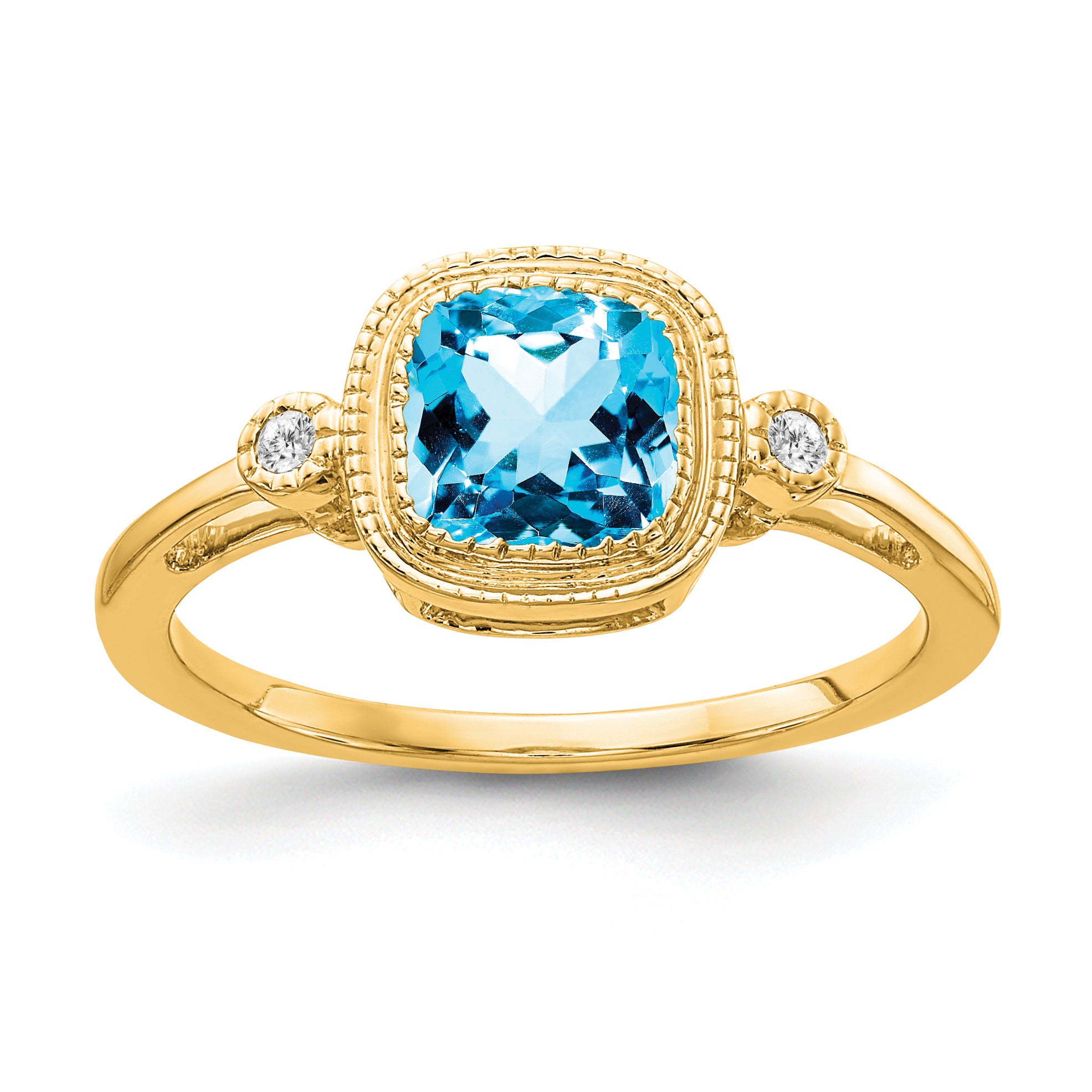 14k Cushion Blue Topaz and Diamond Ring Main image