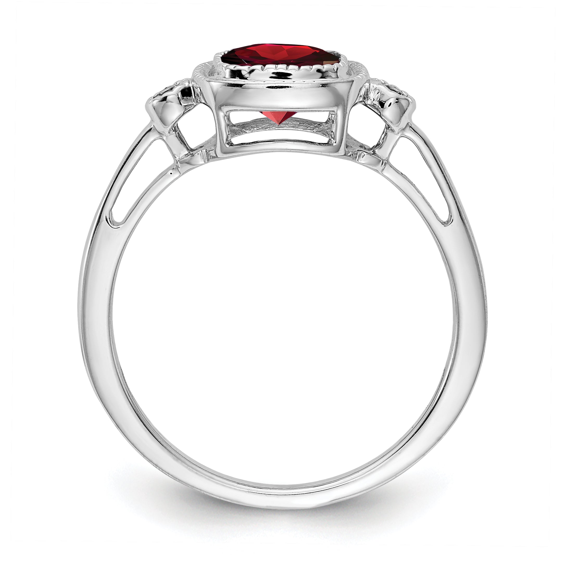 14k White Gold Cushion Garnet and Diamond Ring Secondary image