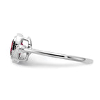 14k White Gold Cushion Garnet and Diamond Ring