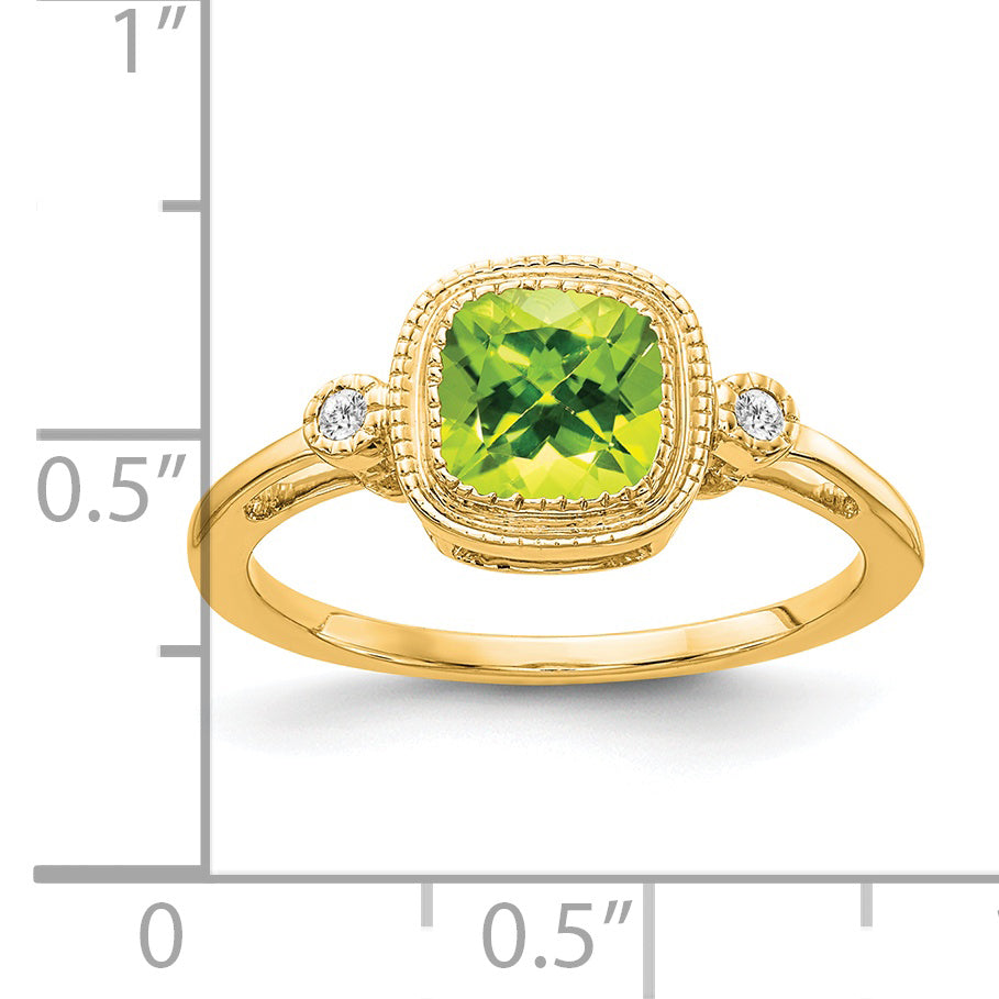14k Cushion Peridot and Diamond Ring Secondary image
