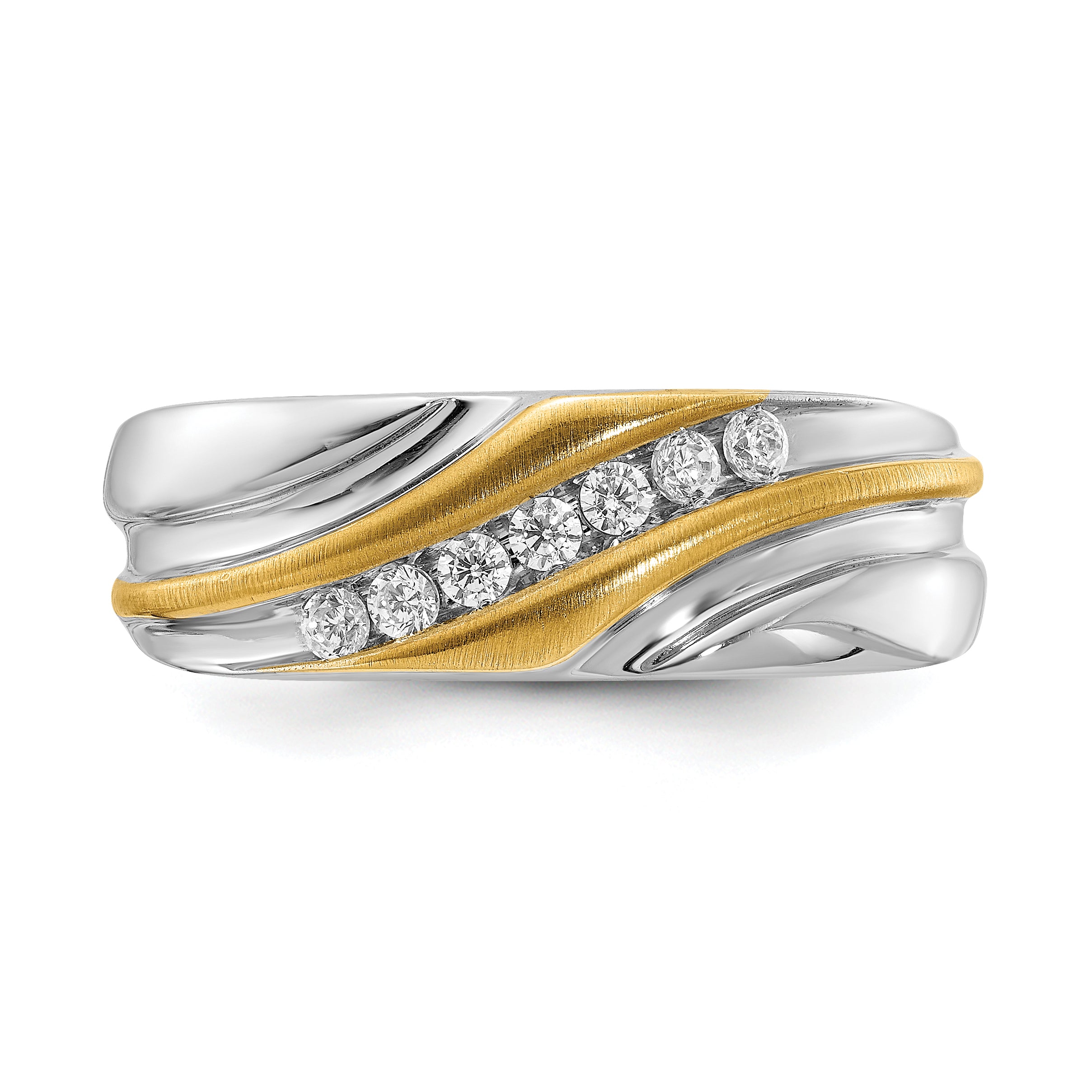 14k Two-tone 1/4 carat Lab Grown Diamond VS/SI+ G+ Seven Stone Complete Men's Ring