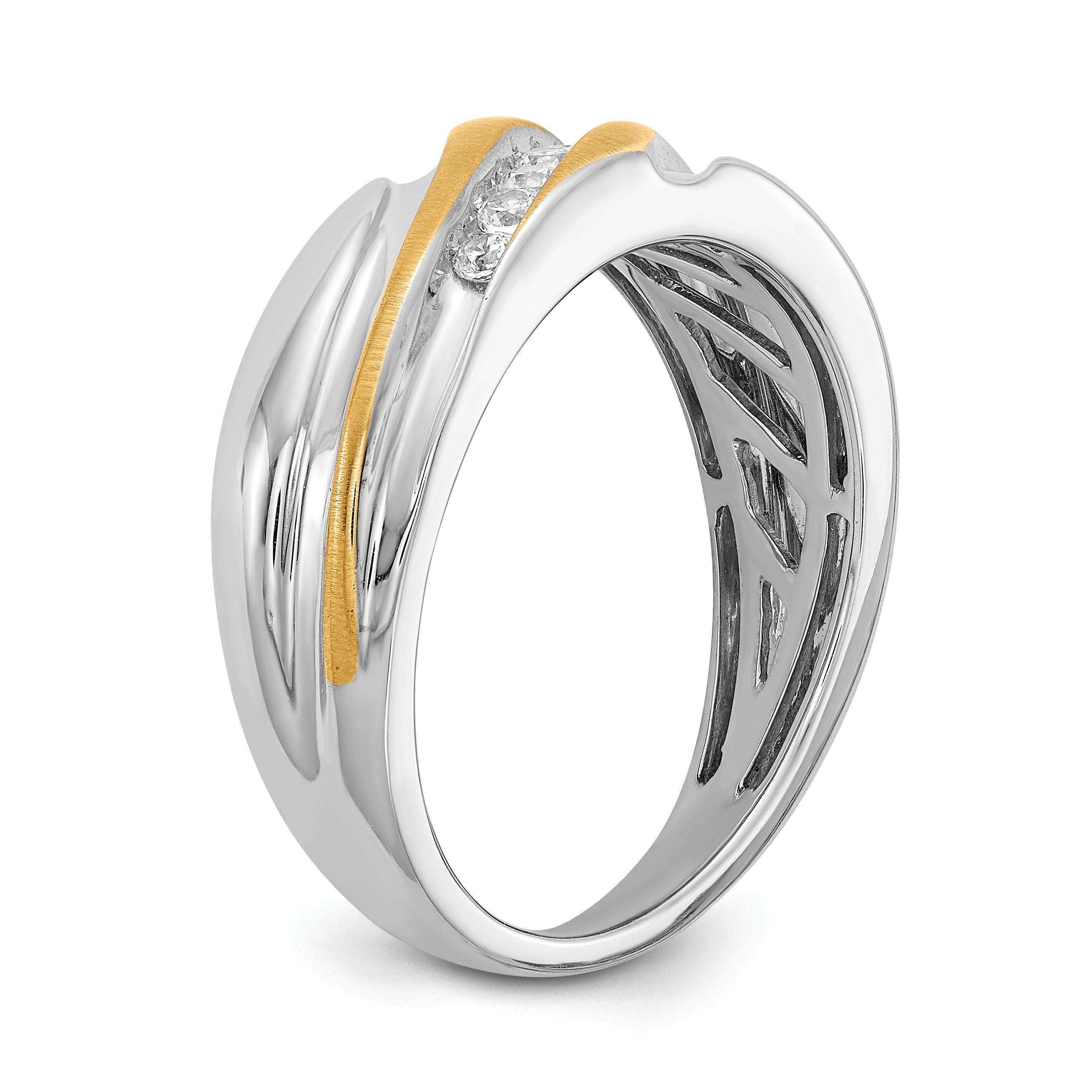 14k Two-tone 1/4 carat Lab Grown Diamond VS/SI+ G+ Seven Stone Complete Men's Ring