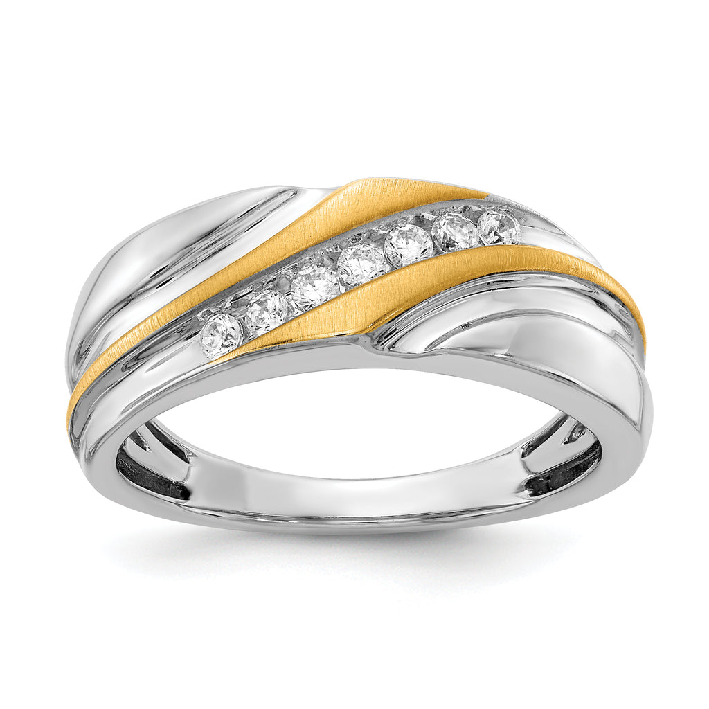 14k Two-tone 1/4 carat Lab Grown Diamond VS/SI+ G+ Seven Stone Complete Men's Ring