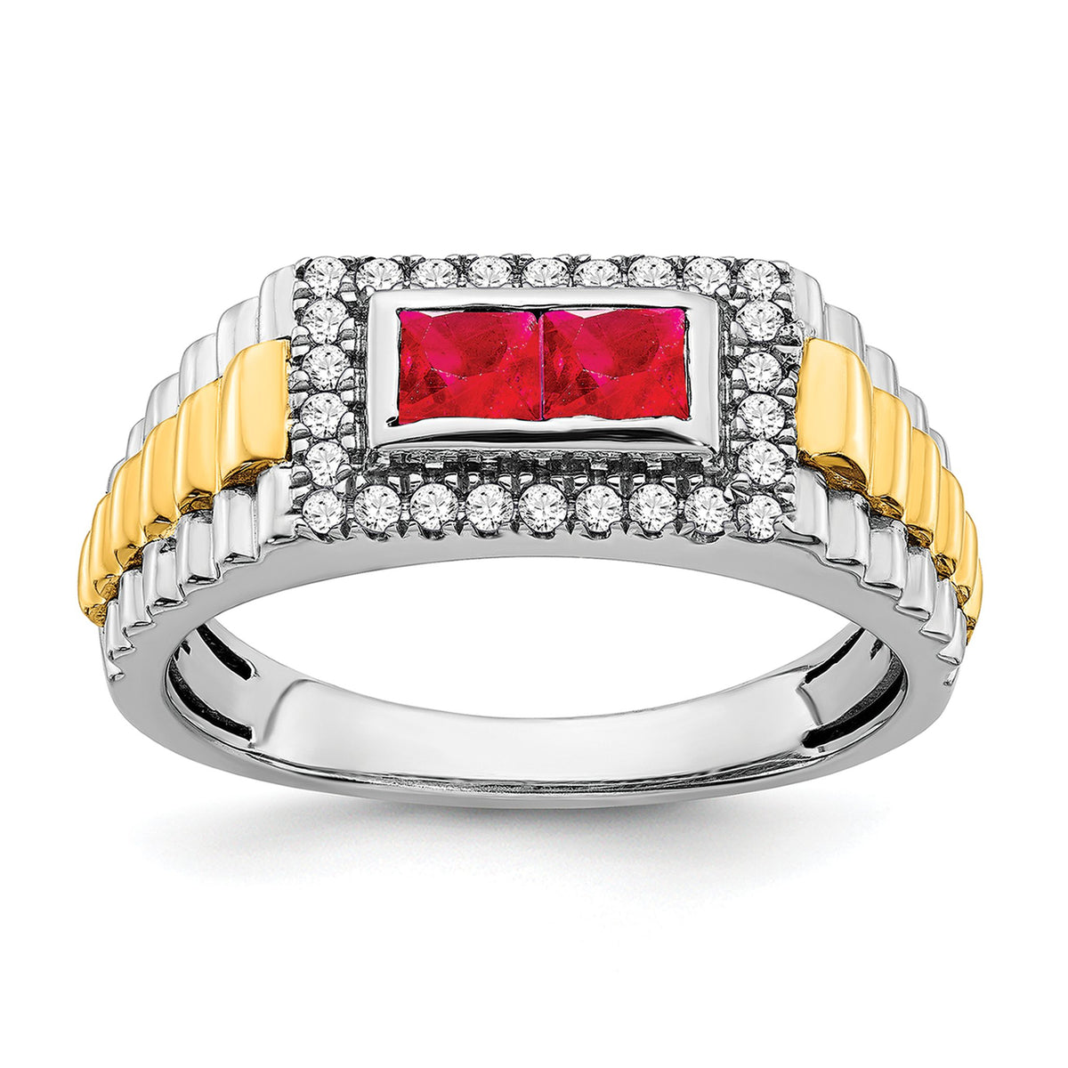 Men's Ruby & Diamond Ring in 14K Two-Tone Gold (1/4 ct. tw.), Size 10 - Sophia Jewelers Main image