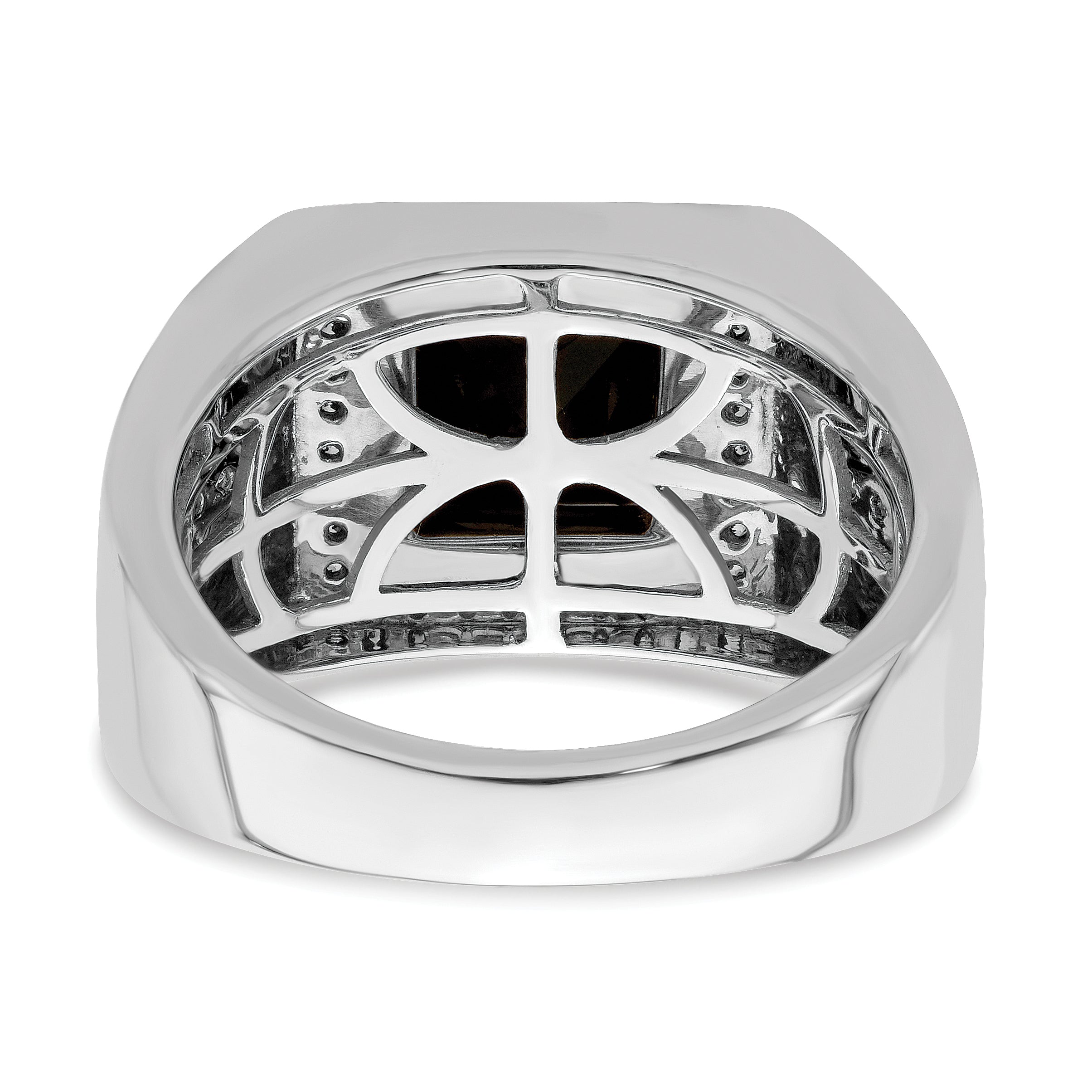 14k White Gold Onyx and Diamond Cross Mens Ring