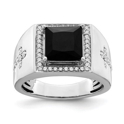 Men's Cross Ring in 14K White Gold (1/2 ct. tw.), Size 10 - Sophia Jewelers