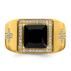 14k Onyx and Diamond Cross Mens Ring