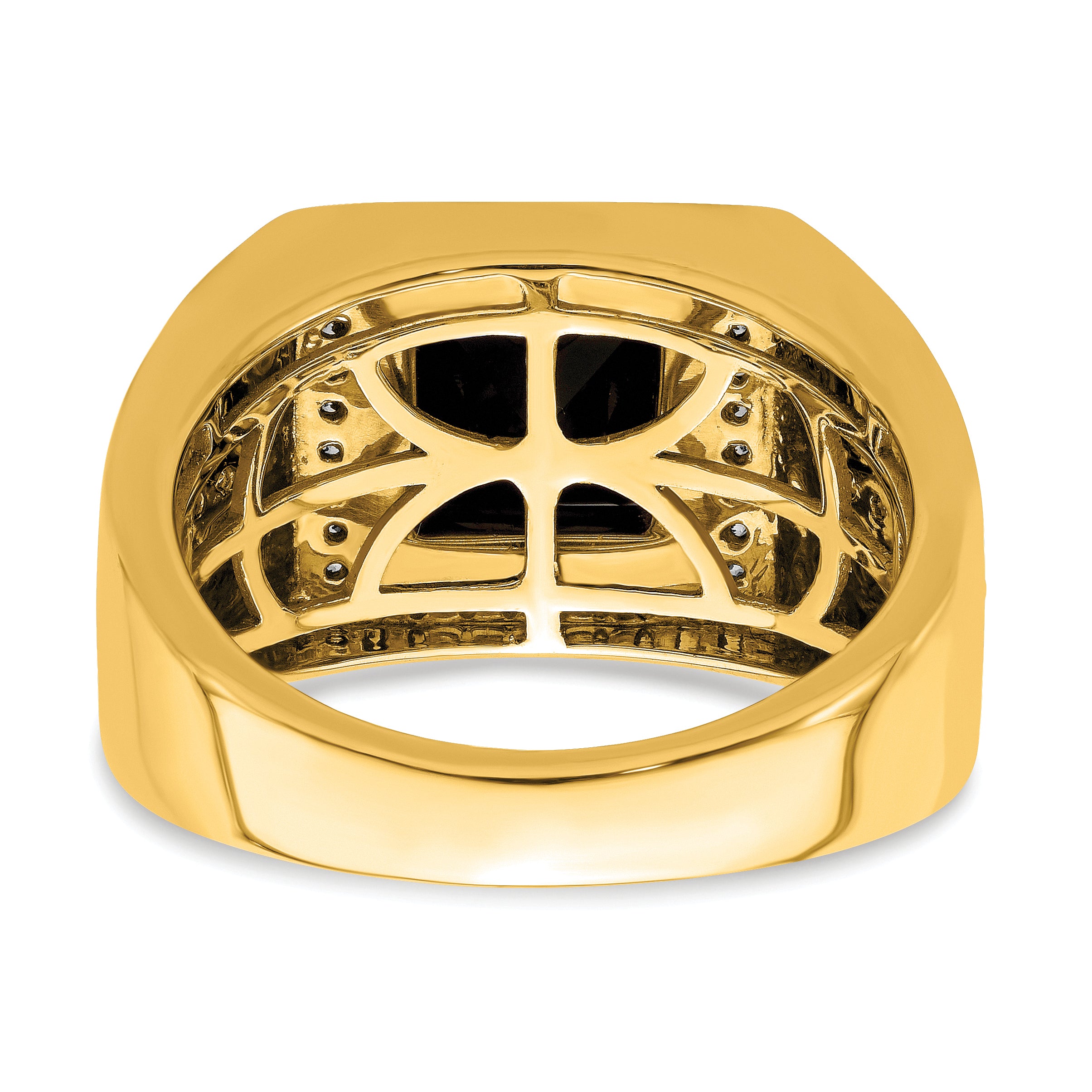 14k Onyx and Diamond Cross Mens Ring